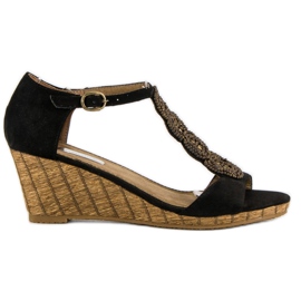 Corina Ukrasne sandale na klin crno