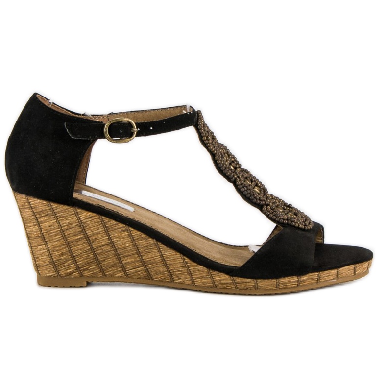 Corina Ukrasne sandale na klin crno