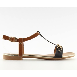 Crne sandale na ravnom potplatu crne 9871 Crna