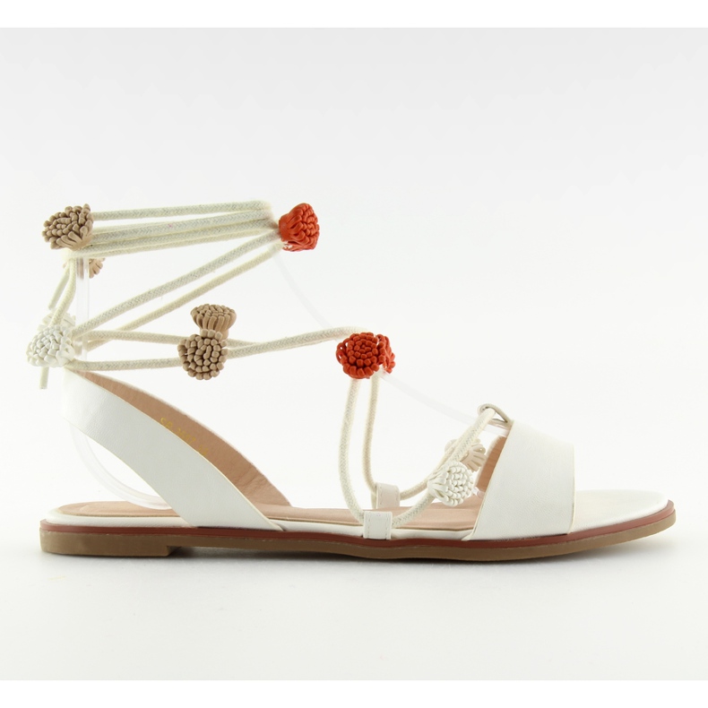 Bijele sandale s vezanim gležnjem SR-2687 bijela