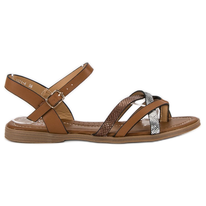 Small Swan Klasične smeđe sandale smeđa siva