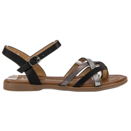 Small Swan Klasične crne sandale crno siva