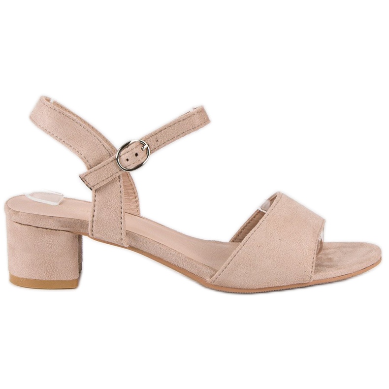 Ideal Shoes Sandale od antilopa s niskom potpeticom smeđa