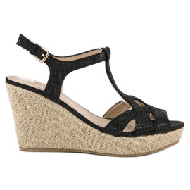 Corina Crne sandale na klin crna