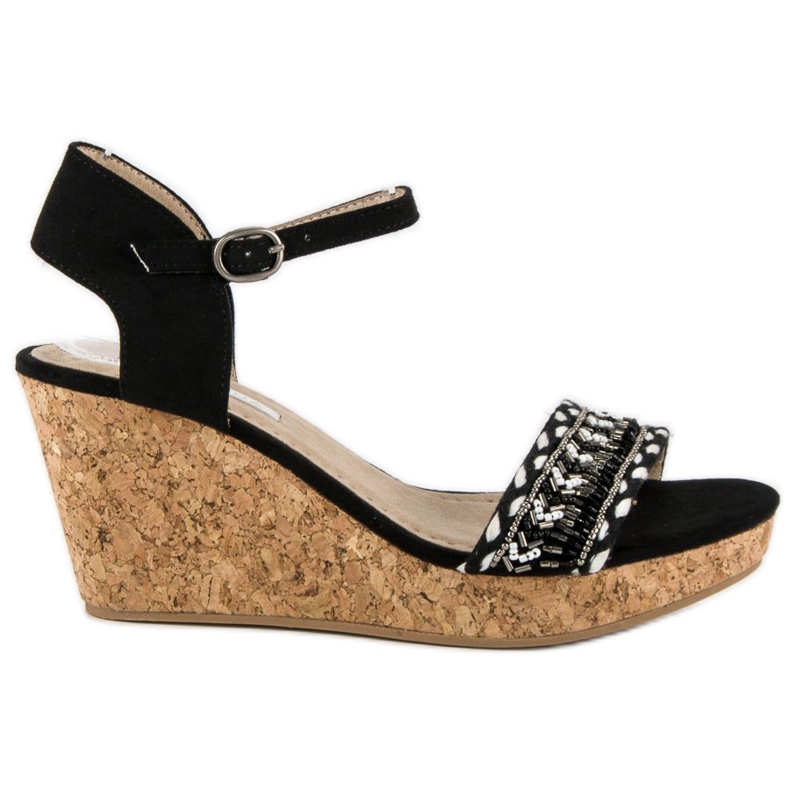 Corina Sandale na štiklu od pluta crno