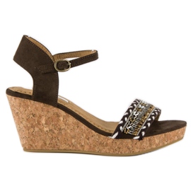 Corina Sandale na štiklu od pluta smeđa