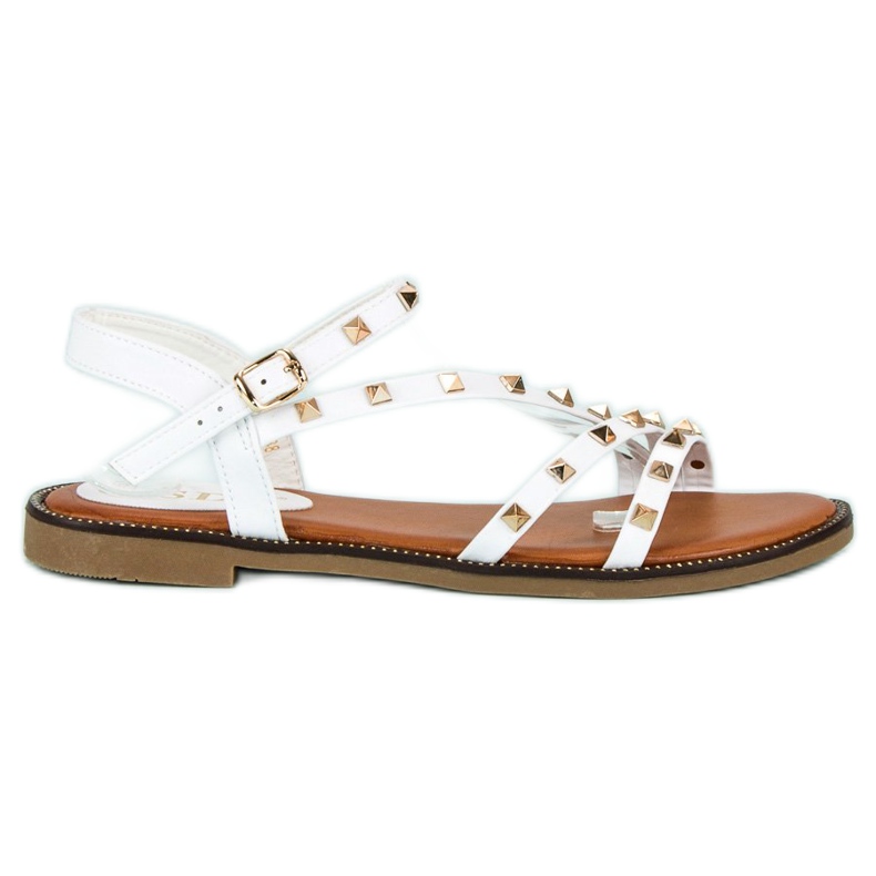 SDS Ravne sandale s čepovima bijela