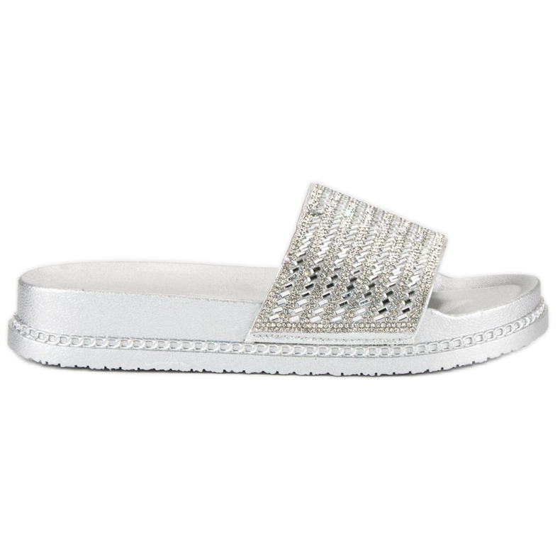 Srebrne papuče s kristalima siva