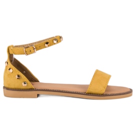 Fashion Sandale od antilopa s kopčama žuta boja