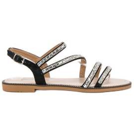 Nio Nio Elegantne ravne sandale crna