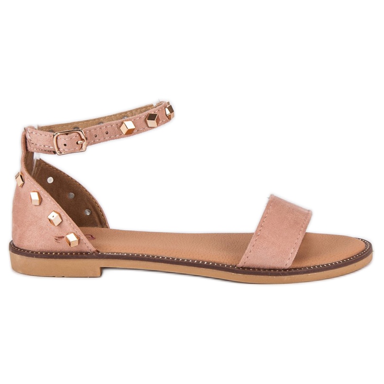 Fashion Sandale od antilopa s kopčama ružičasta