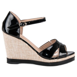 Anesia Paris Lakirane sandale na klin crna