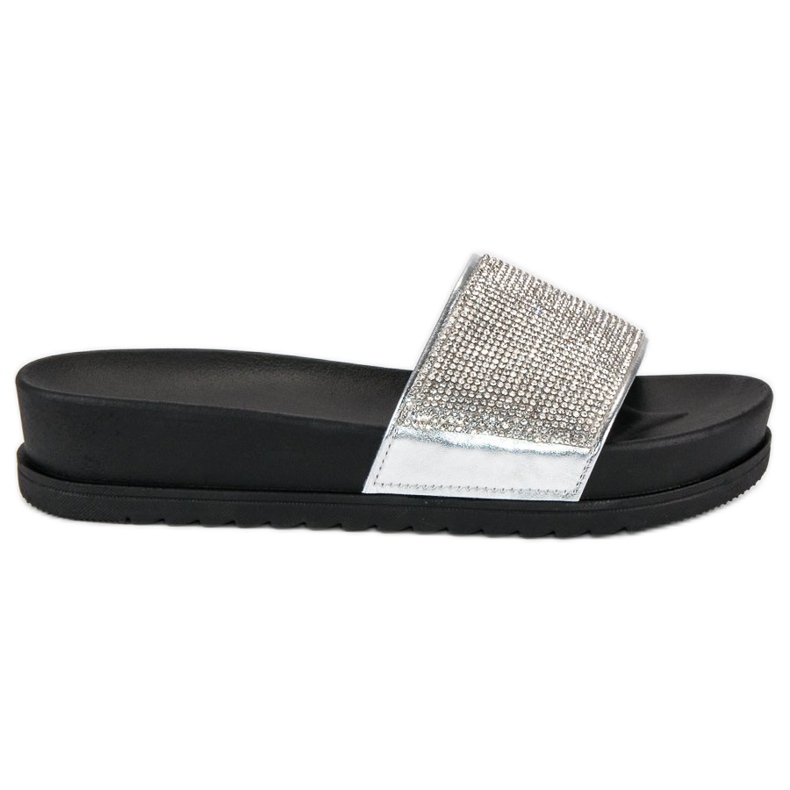 Elegantne srebrne papuče siva