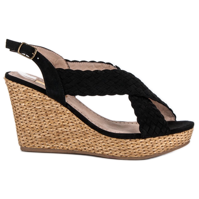 Corina Ležerne sandale na klin crno