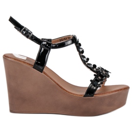 Beauty Girl'S Elegantne sandale na klin crna