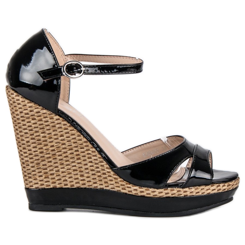 Kayla Crne lakirane sandale na klin crno