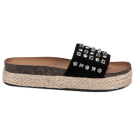 L. Lux. Shoes Espadrile japanke s čapovima crna