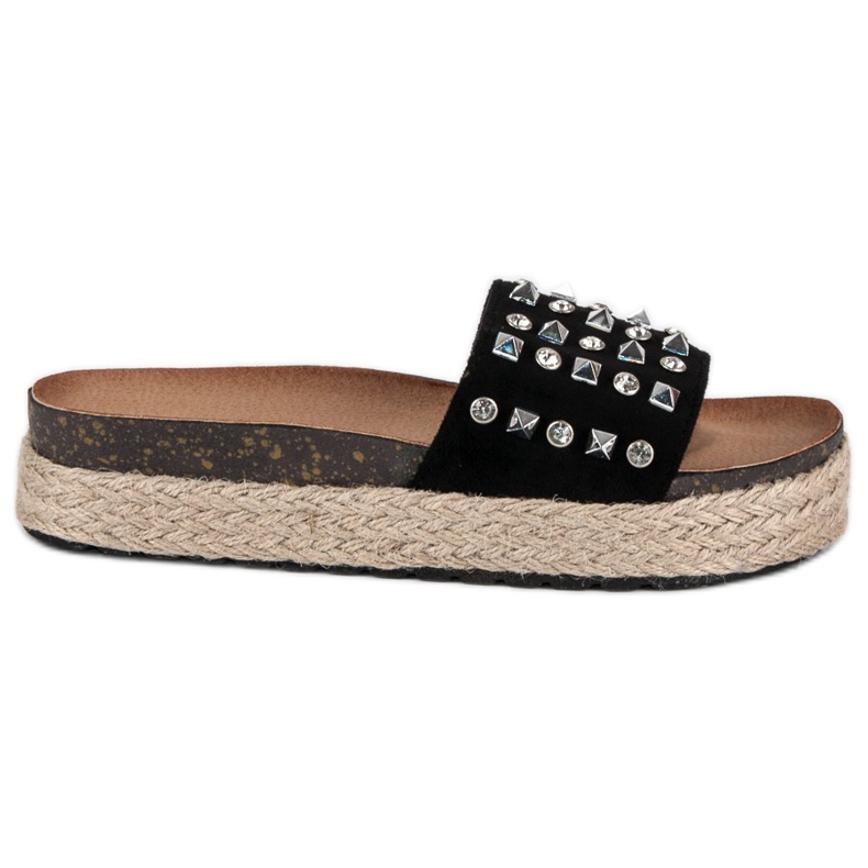 L. Lux. Shoes Espadrile japanke s čapovima crno