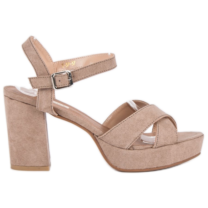 Flyfor Sandale od antilopa s visokom potpeticom smeđa