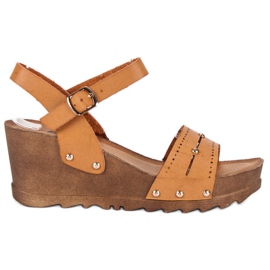 Sandale na kamelji klin smeđa