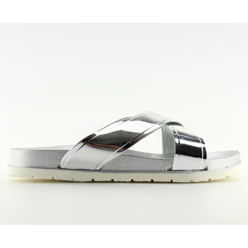 Mirror look srebrne papuče CK46P srebrne siva