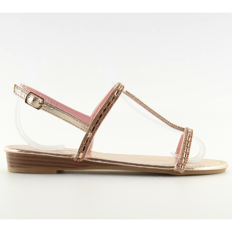 Sandale s ružičastim kubnim cirkonima 86-C010 Pink ružičasta