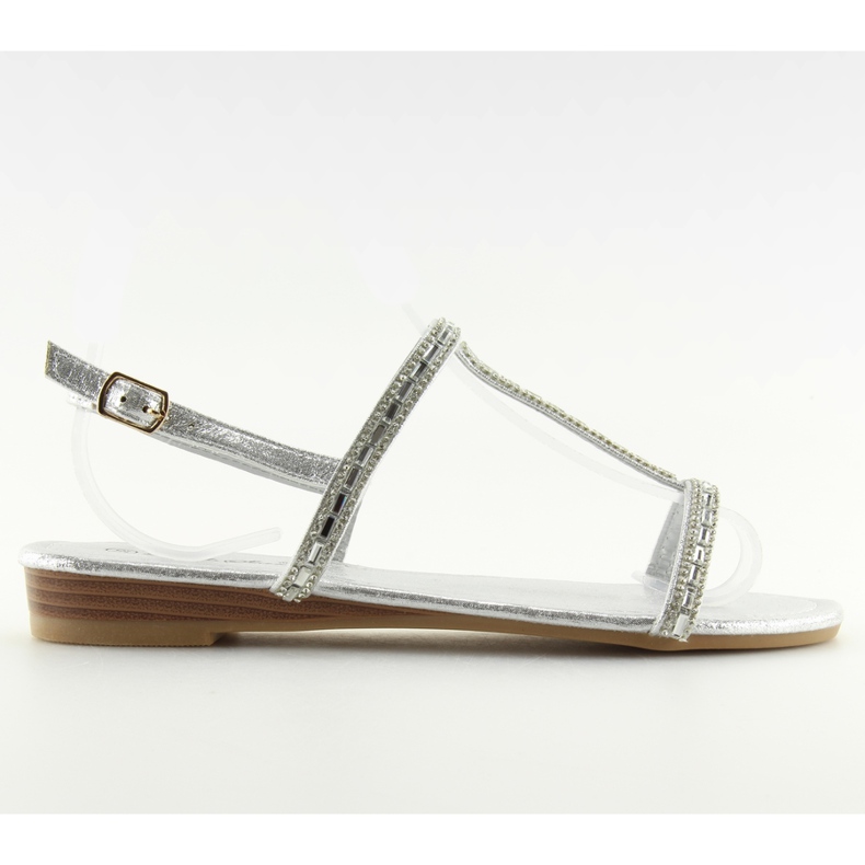 Srebrne sandale sa kubičnim cirkonima srebra 86-C010 siva