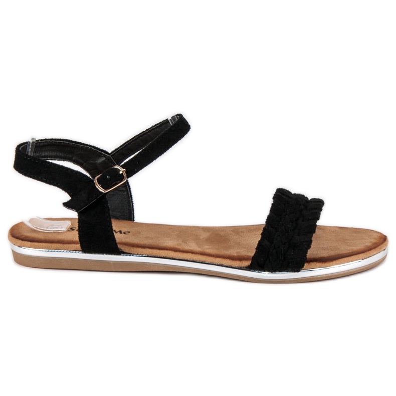 Super Me Ravne sandale od antilopa crno