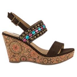 Corina Sandale na štiklu od pluta smeđa