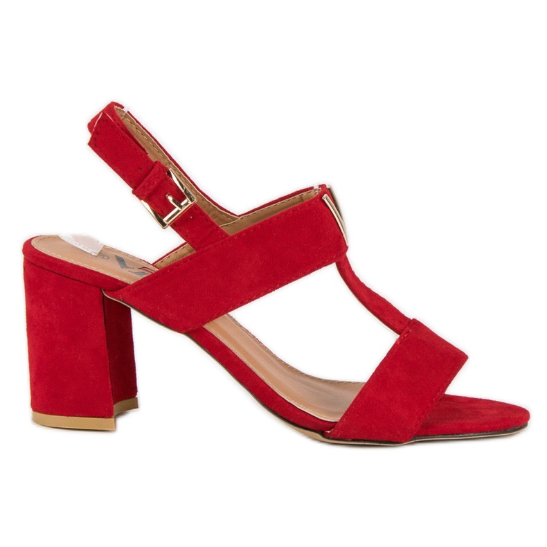 Ženske sandale na stupić crvena
