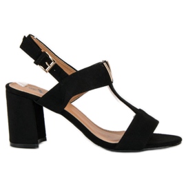 Ženske sandale na stupić crna