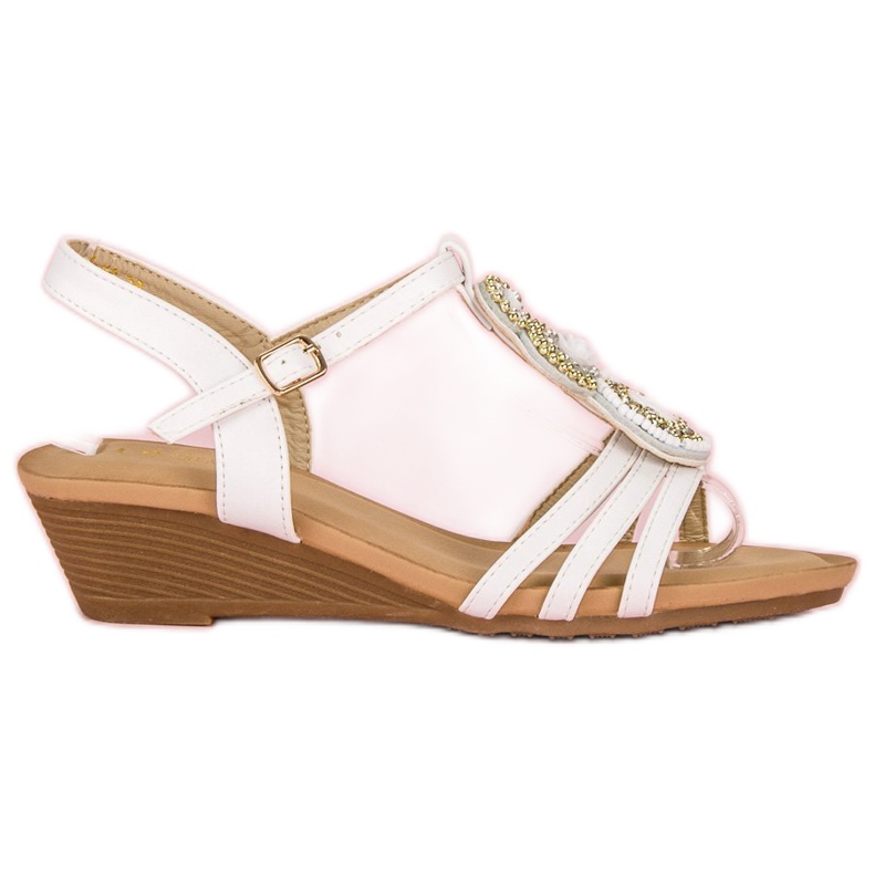 Ch. Creation Elegantne sandale na nisku potpeticu bijela žuta boja