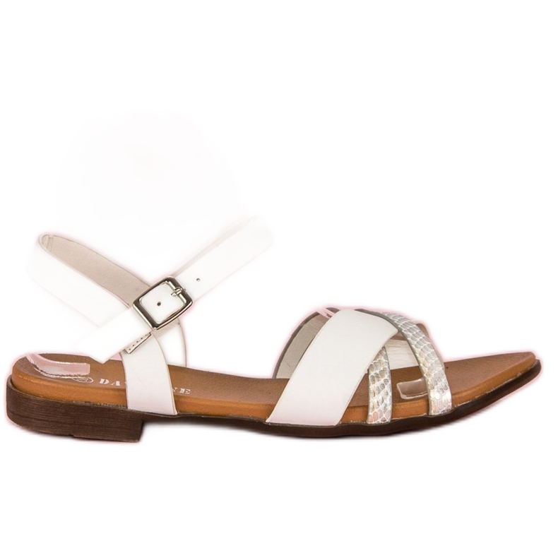 L. Day Bijele ravne sandale bijela siva