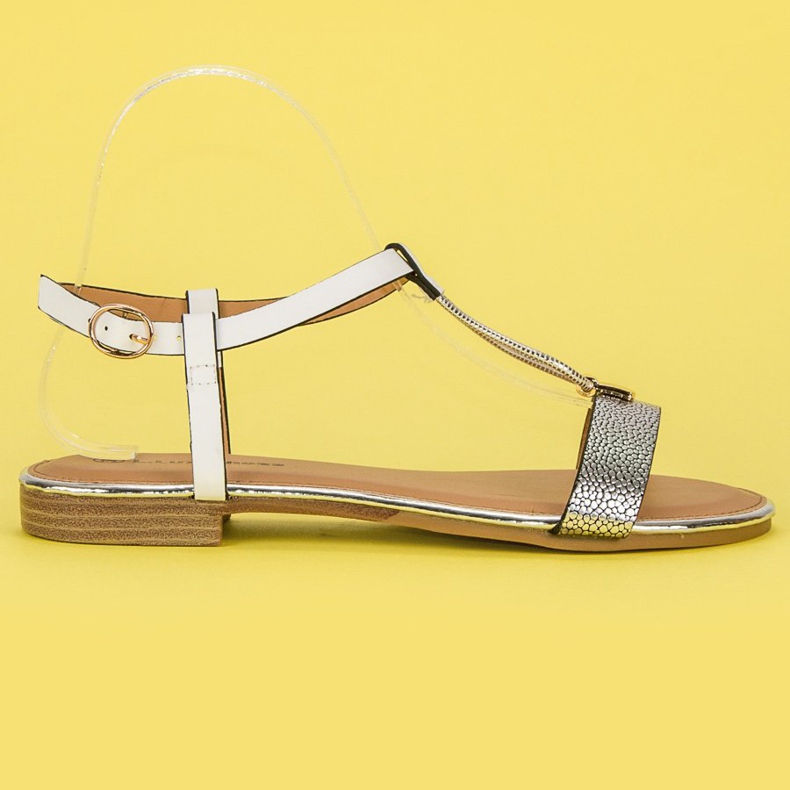 L. Lux. Shoes Bijele ravne sandale bijela siva
