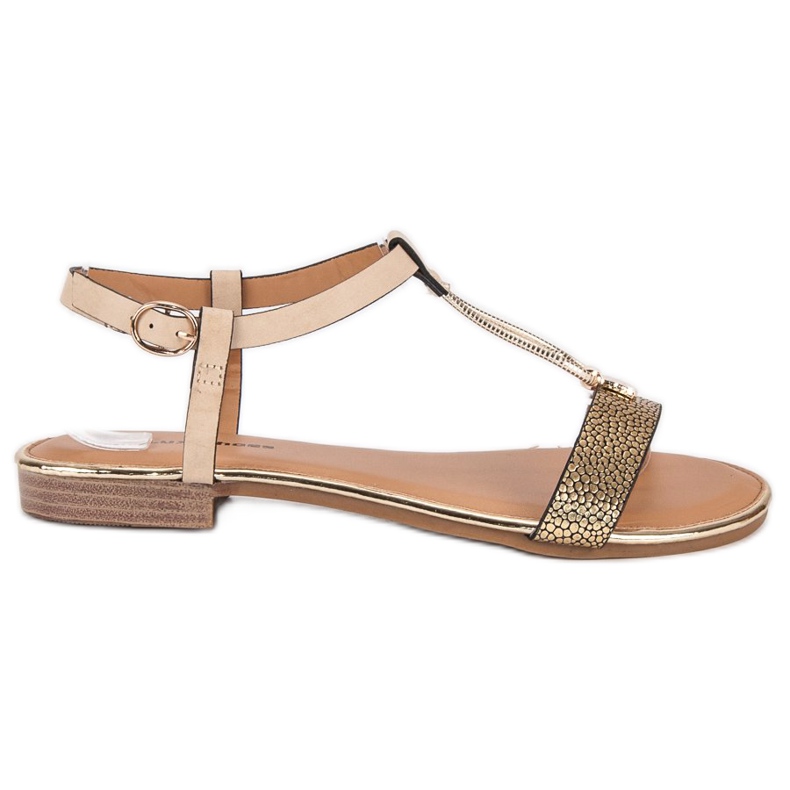 L. Lux. Shoes Bež ravne sandale smeđa žuta boja