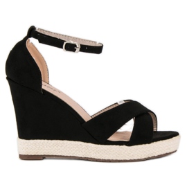 Seastar Sandale na klin od antilopa crna