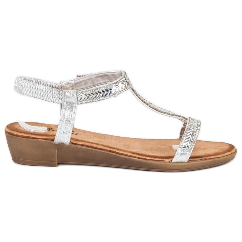 Renda Srebrne sandale s gumicom siva