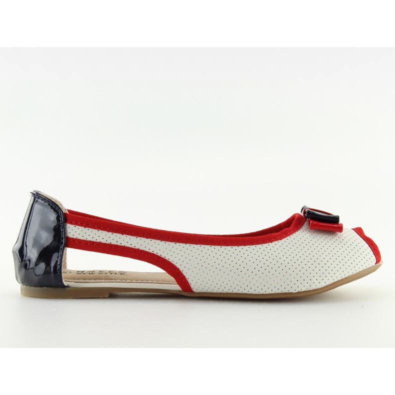 Otvorene bijele balerinke D314 bijela crvena