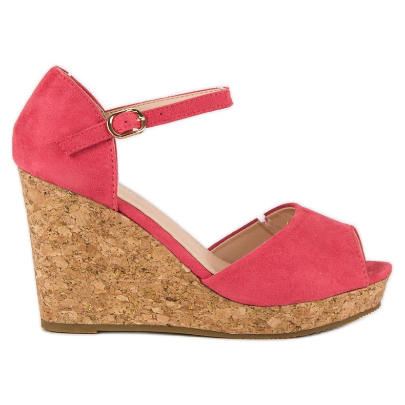 Super Me Sandale na štiklu od pluta ružičasta