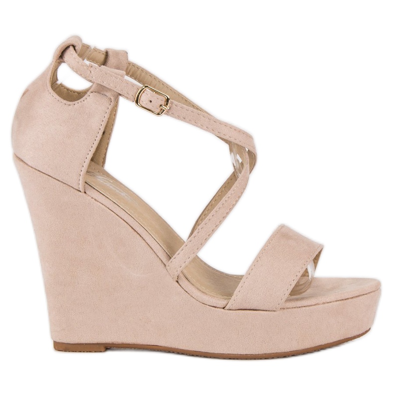 Sandale na klin od antilopa smeđa