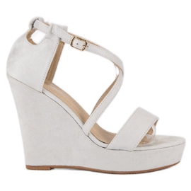 Sandale na klin od antilopa siva