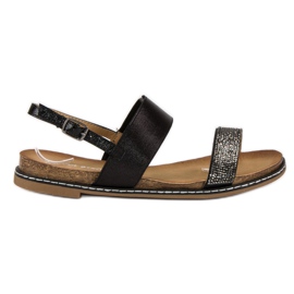 Via Giulia  Ravne sandale s kopčom crna