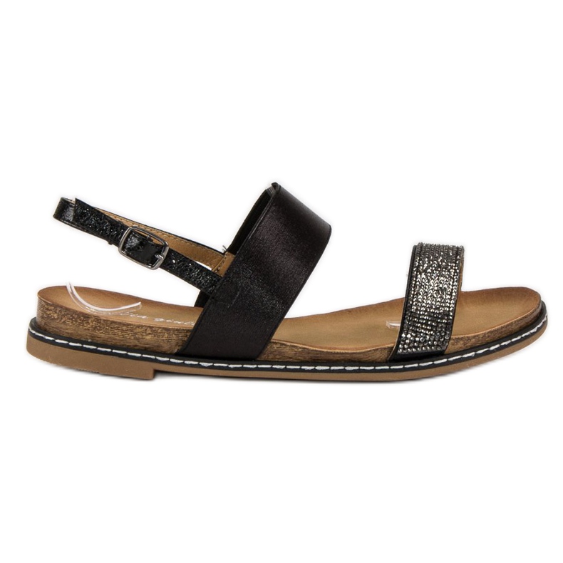 Via Giulia  Ravne sandale s kopčom crno