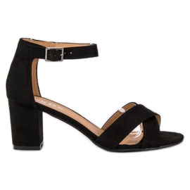 SDS Sandale od antilopa na stupicu crna