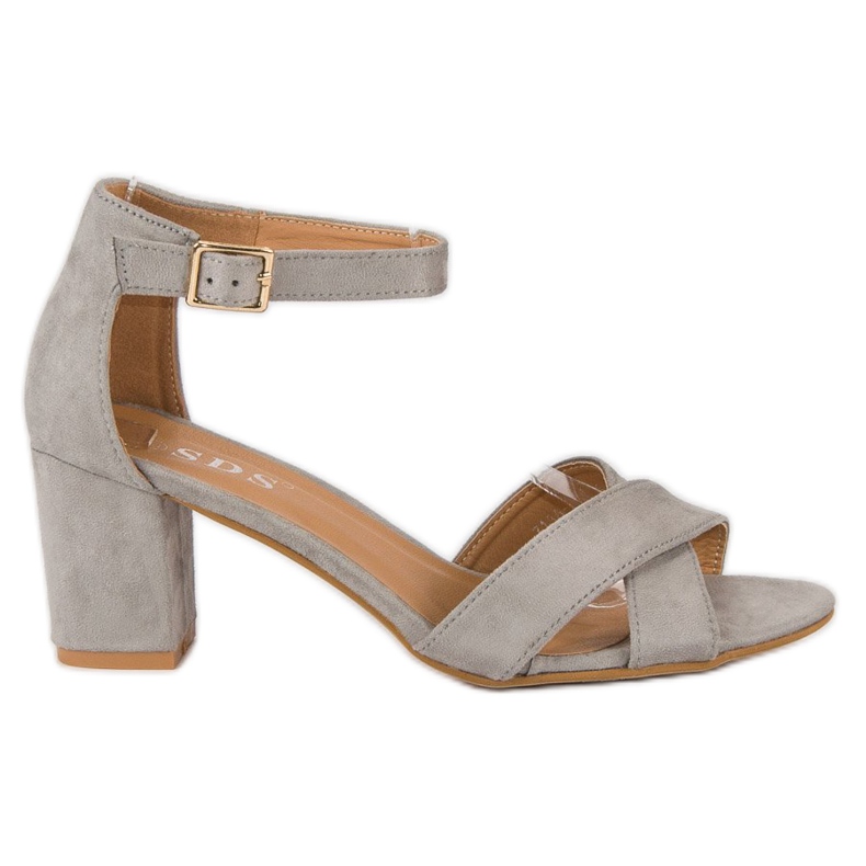 SDS Sandale od antilopa na stupicu siva