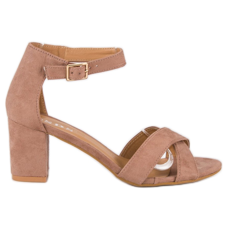 SDS Sandale od antilopa na stupicu ružičasta