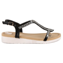 SDS Udobne ravne sandale crna