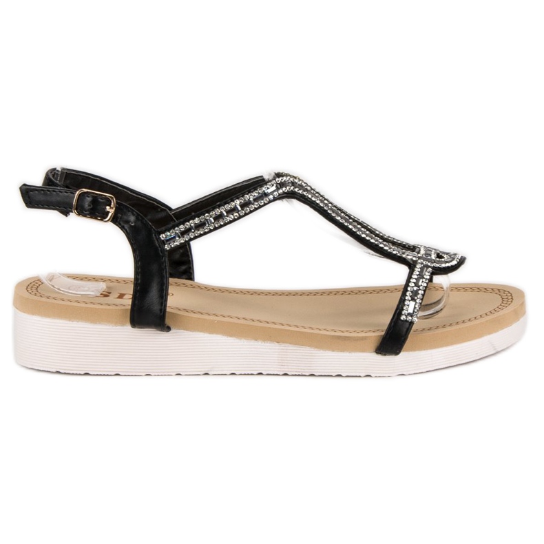 SDS Udobne ravne sandale crno