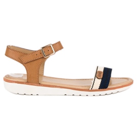 Laura Mode Tekstilne ravne sandale smeđa