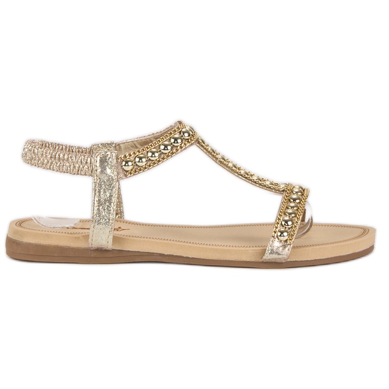 Queentina Ravne sandale s gumicom žuta boja